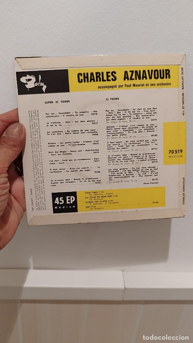Discos de vinilo: Charles Aznavour &ndash; Trop Tard. Single 7&rdquo; - Foto 2