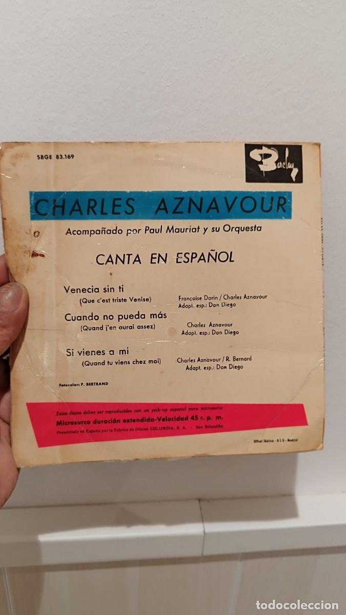 Discos de vinilo: Charles Aznavour &ndash; Canta En Espa&ntilde;ol. Single 7&rdquo; - Foto 2