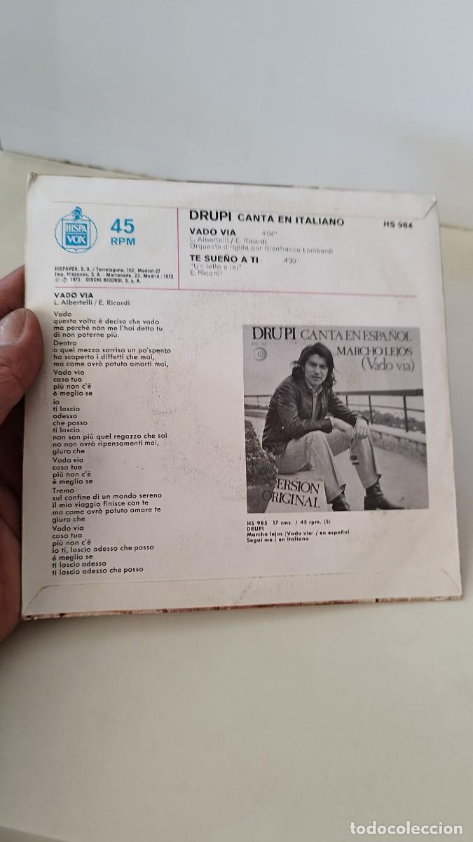 Discos de vinilo: Drupi &ndash; Vado Via .Version Original. Single 7&rdquo; - Foto 2