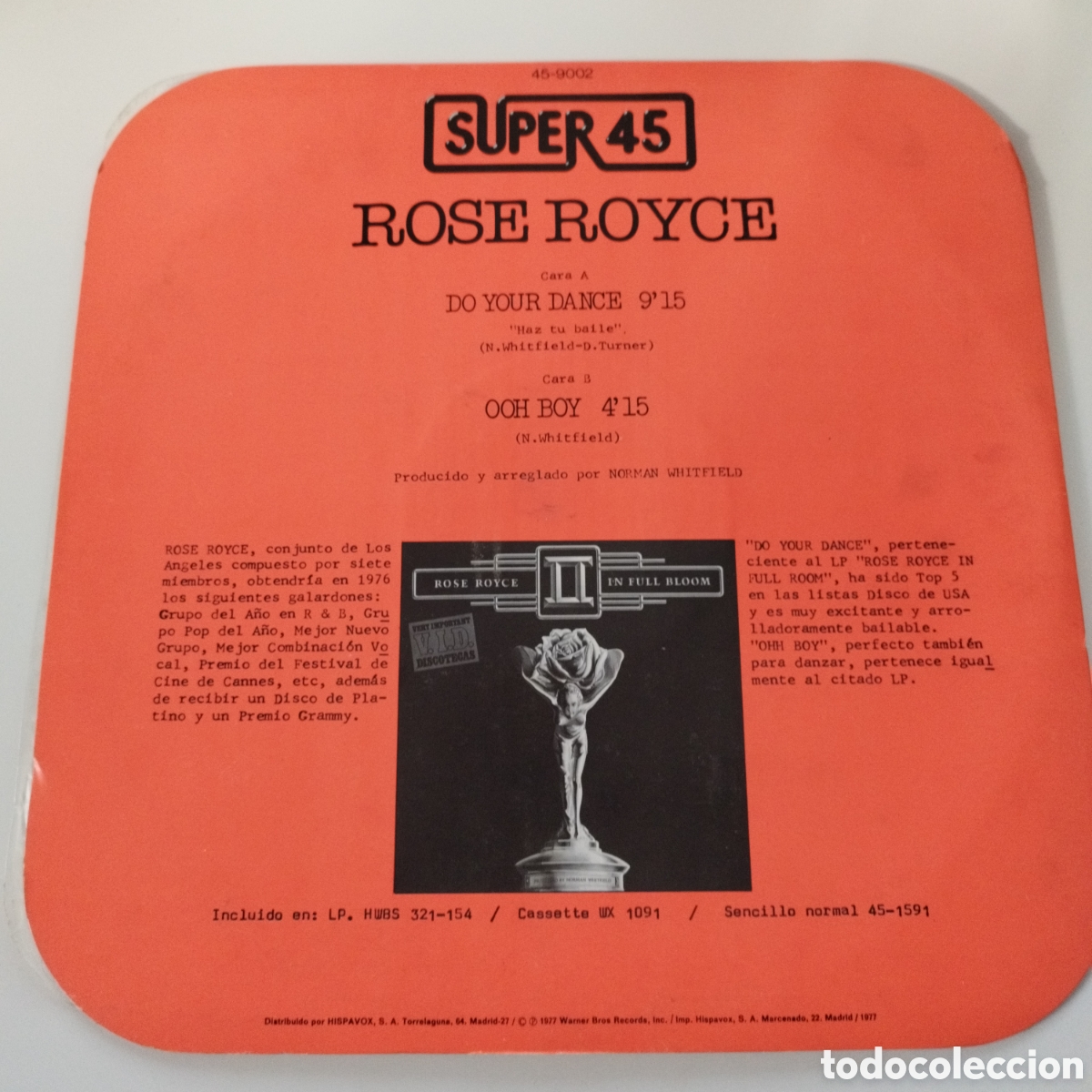 Discos de vinilo: VINILO MAXI / ROSE ROYCE / DO YOUR DANCE / SUPER 45 - Foto 2
