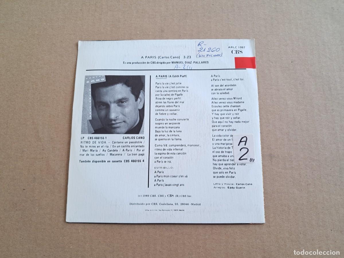 Discos de vinilo: CARLOS CANO - A PARIS SINGLE PROMOCIONAL 1989 - Foto 3