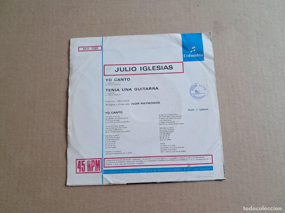 Discos de vinilo: JULIO IGLESIAS - YO CANTO SINGLE 1969 - Foto 3