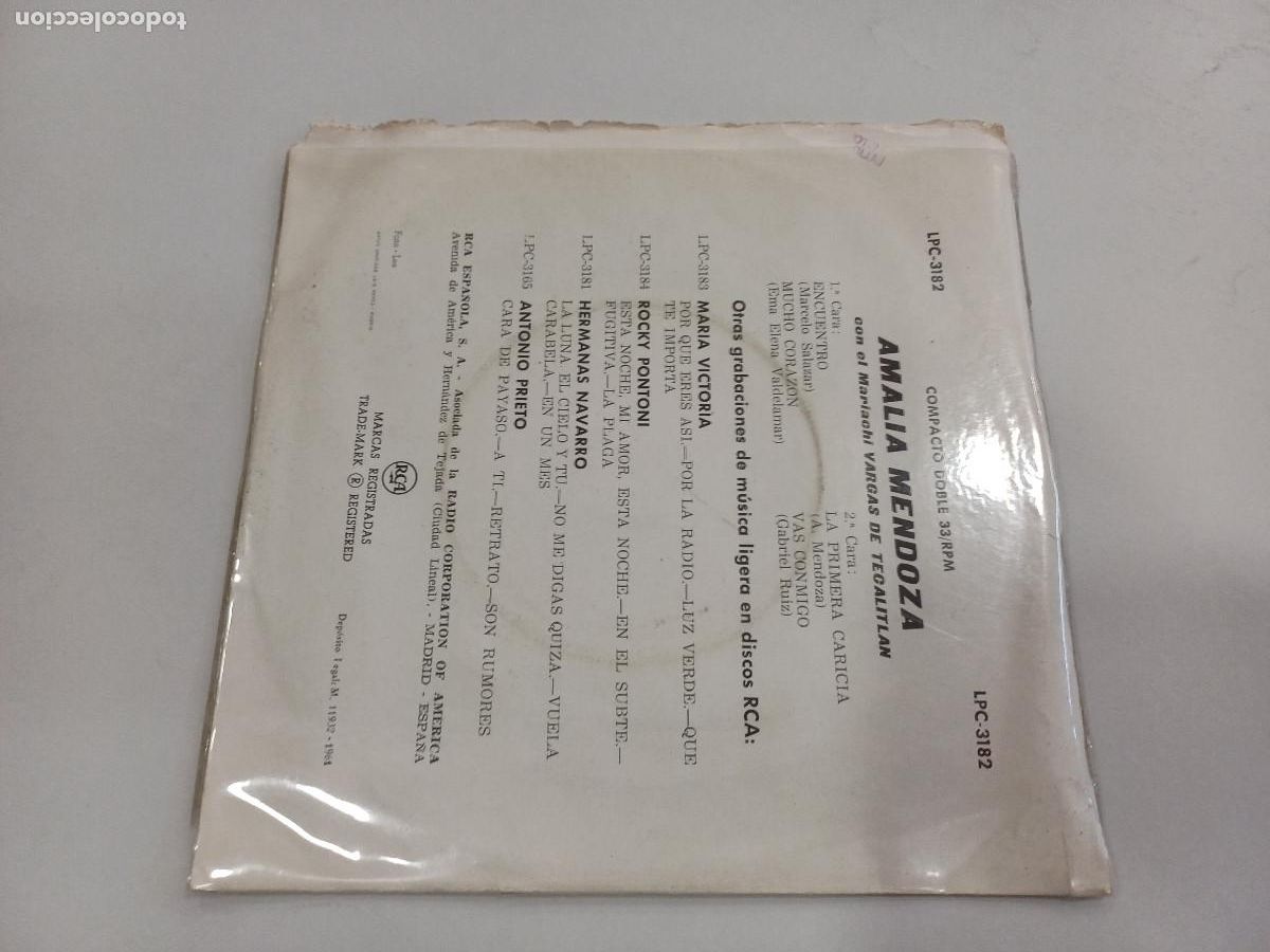 Discos de vinilo: AMALIA MENDOZA/ENCUENTRO/SINGLE. - Foto 3