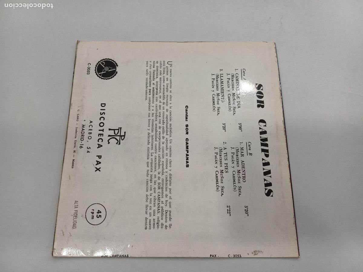 Discos de vinilo: SOR CAMPANAS/CAMINAR DE DIA/SINGLE. - Foto 3