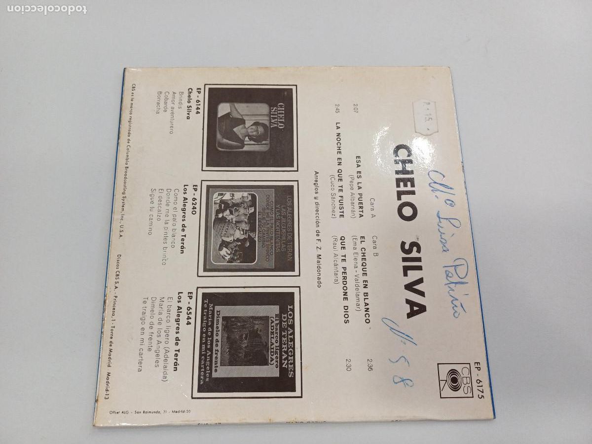 Discos de vinilo: CHELO SILVA/ESA ES LA PUERTA/SINGLE. - Foto 3