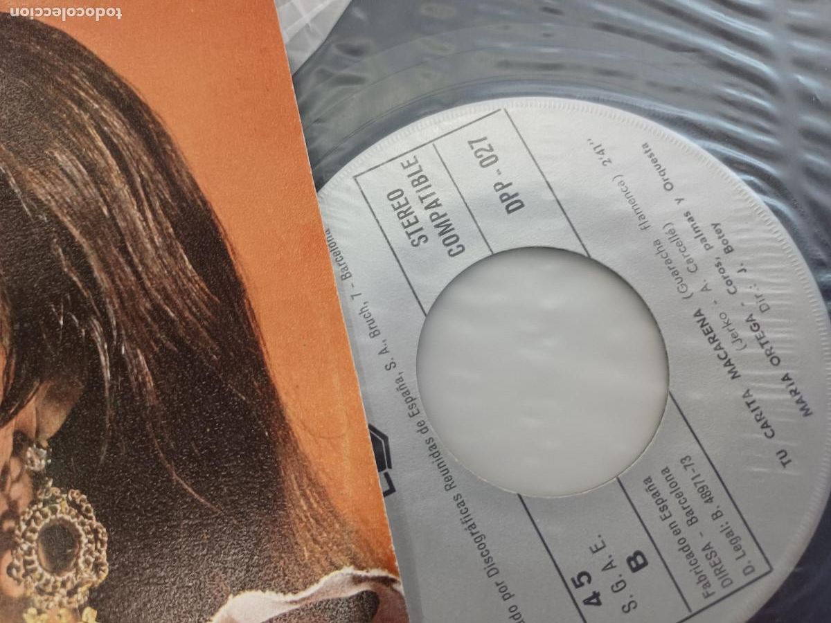 Discos de vinilo: MARIA ORTEGA/GRANADA MIA/SINGLE. - Foto 2