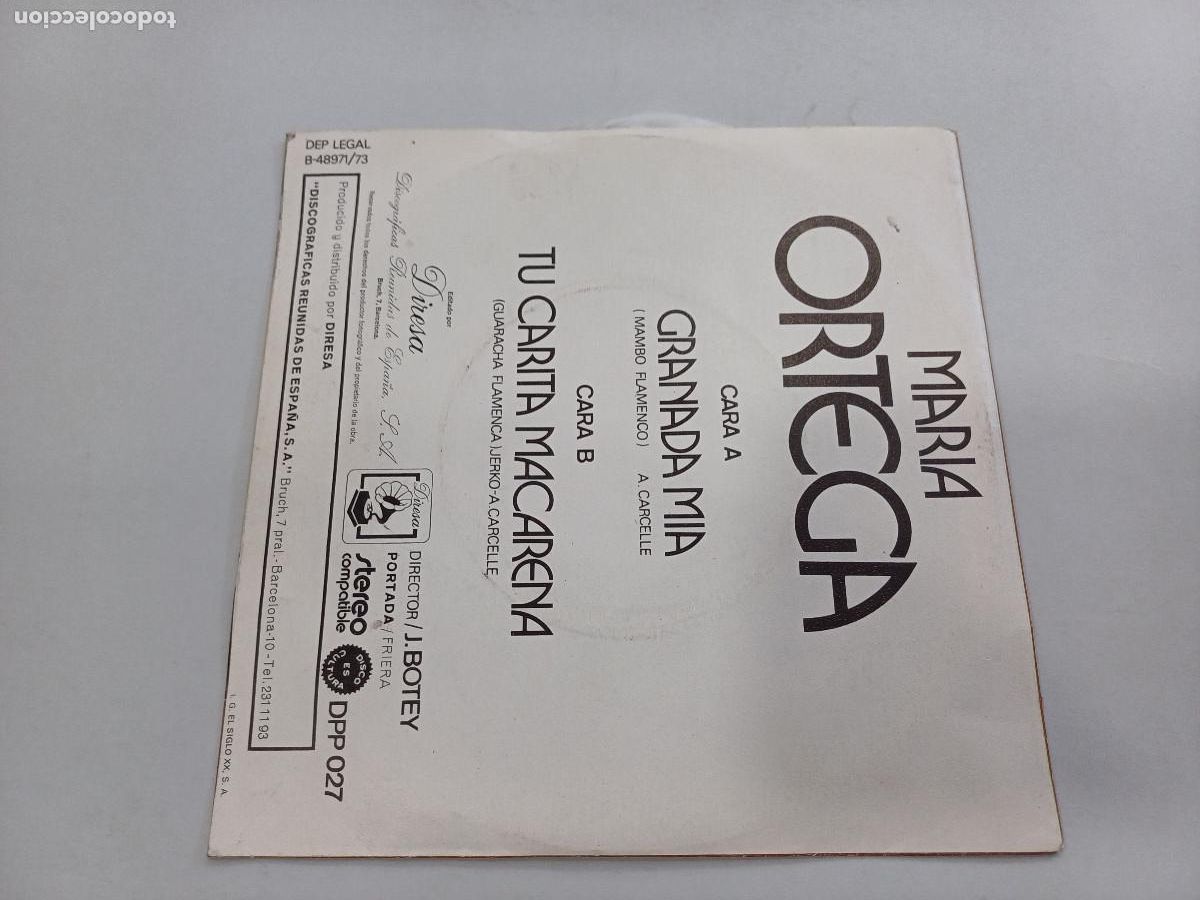 Discos de vinilo: MARIA ORTEGA/GRANADA MIA/SINGLE. - Foto 3