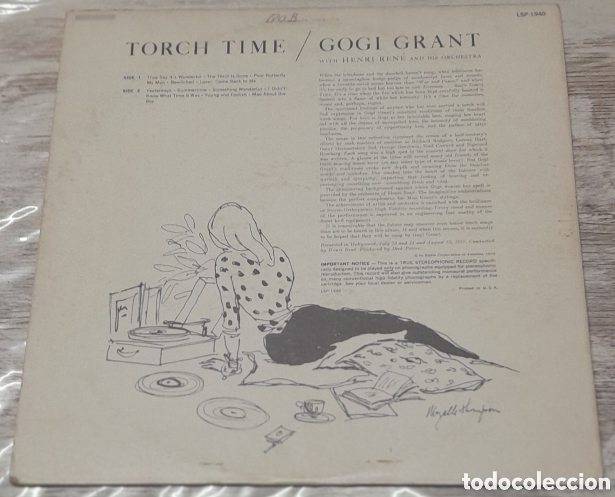 Discos de vinilo: GOGI GRANT - TORCH TIME - RCA USA - Foto 2