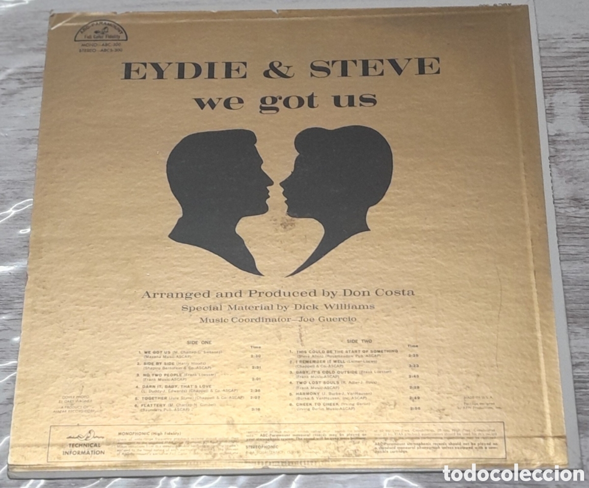 Discos de vinilo: STEVE & EYDIE - WE GOT US - ABC-PARAMOUNT USA - Foto 2