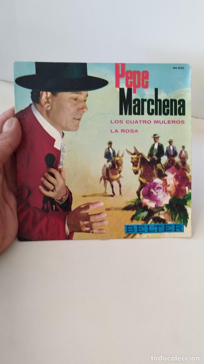 Discos de vinilo: Pepe Marchena LOS CUATRO MULEROS LA ROSA. Single 7&rdquo; - Foto 1