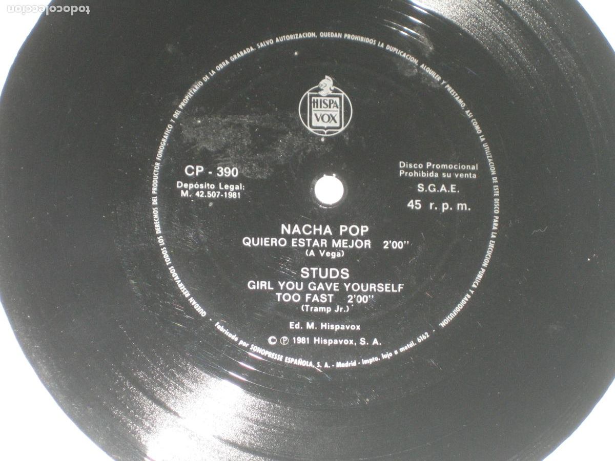 Discos de vinilo: DISCOFERTA - EP/SINGLE - NACHA POP Y STUDS - DISCO FLEXIBLE - PROMO - Foto 1