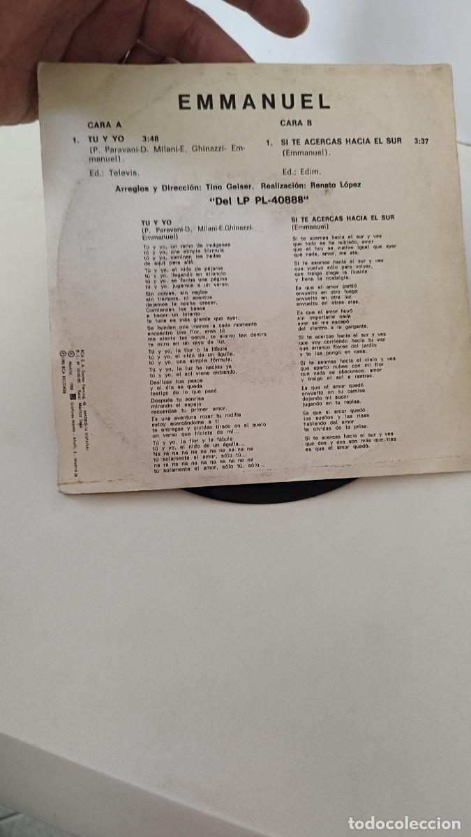 Discos de vinilo: Emmanuel &ndash; T&uacute; Y Yo. Single 7&rdquo;. - Foto 2
