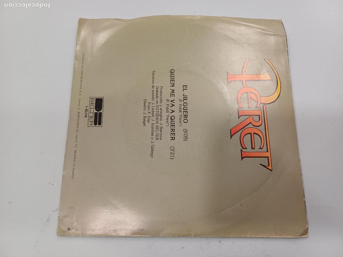 Discos de vinilo: PERET/EL JILGUERO/SINGLE. - Foto 3