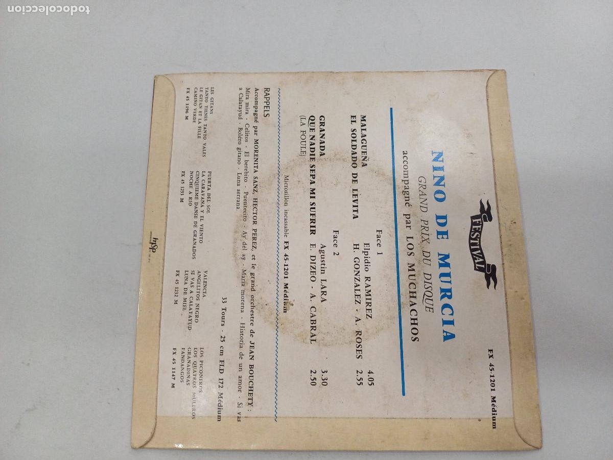 Discos de vinilo: NINO DE MURCIA/MALAGUE&Ntilde;A/SINGLE. - Foto 3