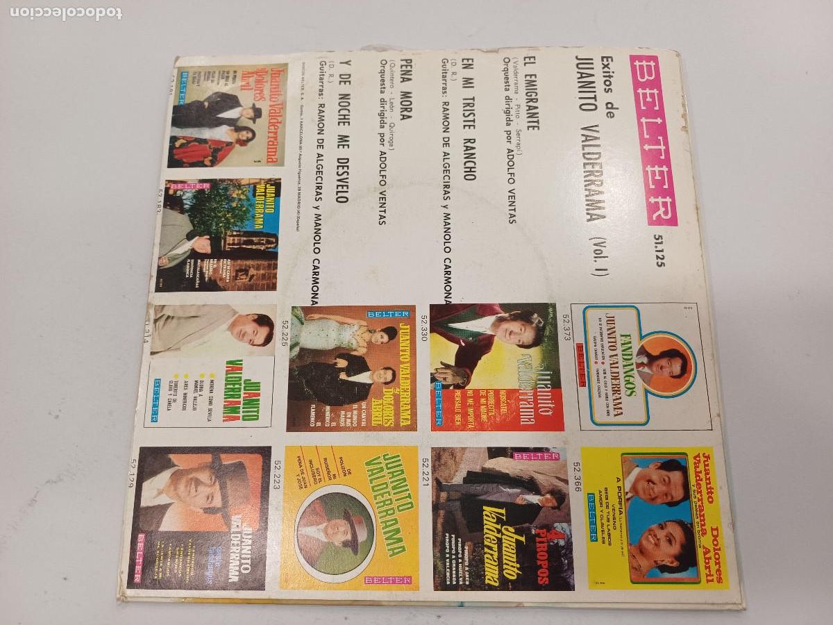 Discos de vinilo: EXITOS DE JUANITO VALDERRAMA/EL EMIGRANTE/SINGLE. - Foto 3