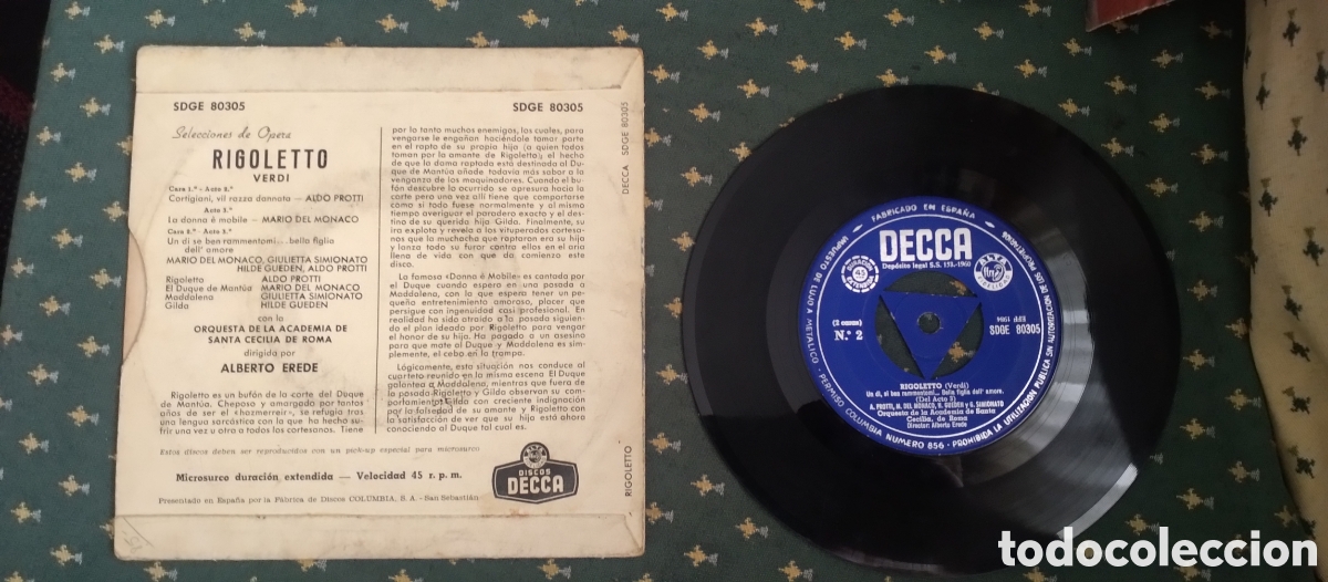 Discos de vinilo: Disco de vinilo LP Rigoletto Verdi - Foto 2