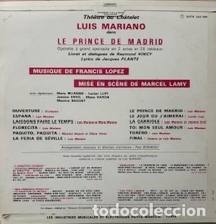 Discos de vinilo: LUIS MARIANO - LE PRINCE DE MADRID - Foto 2