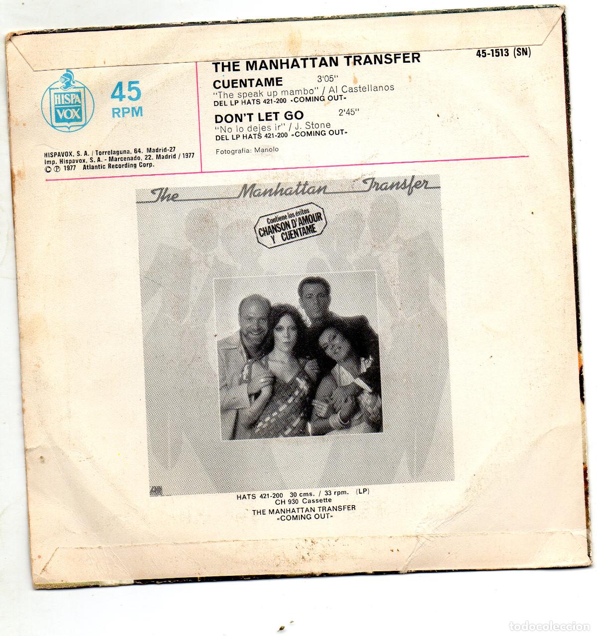 Discos de vinilo: THE MANHATTAN TRANSFER - CUENTAME - 1977 - SINGLE - Foto 2