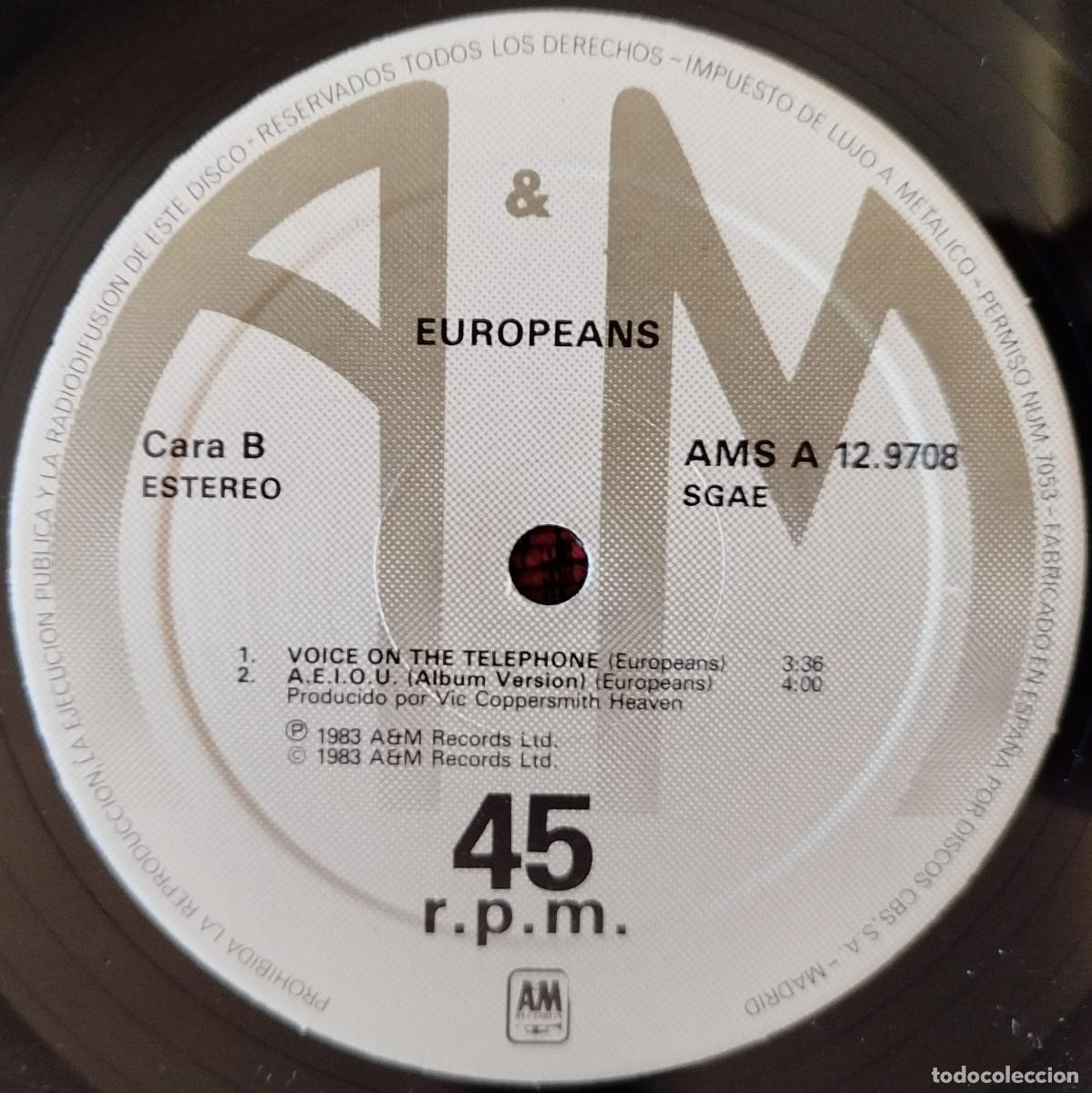 Discos de vinilo: EUROPEANS ** A.E.I.O.U. ** MAXI SINGLE VINILO 1983 - Foto 4