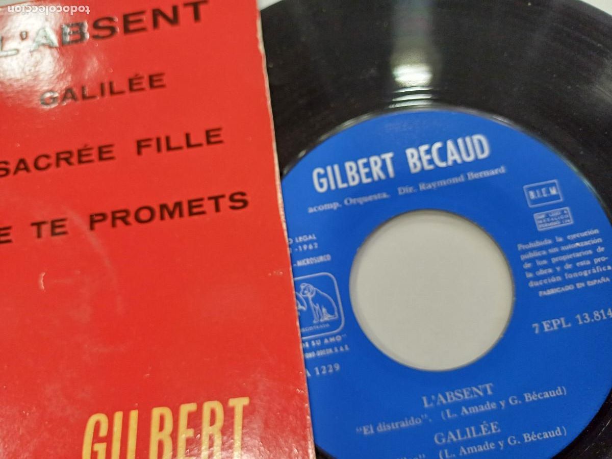 Discos de vinilo: GILBERT BECAUD/LABSENT/SINGLE. - Foto 2
