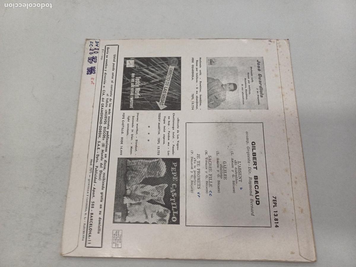 Discos de vinilo: GILBERT BECAUD/LABSENT/SINGLE. - Foto 3