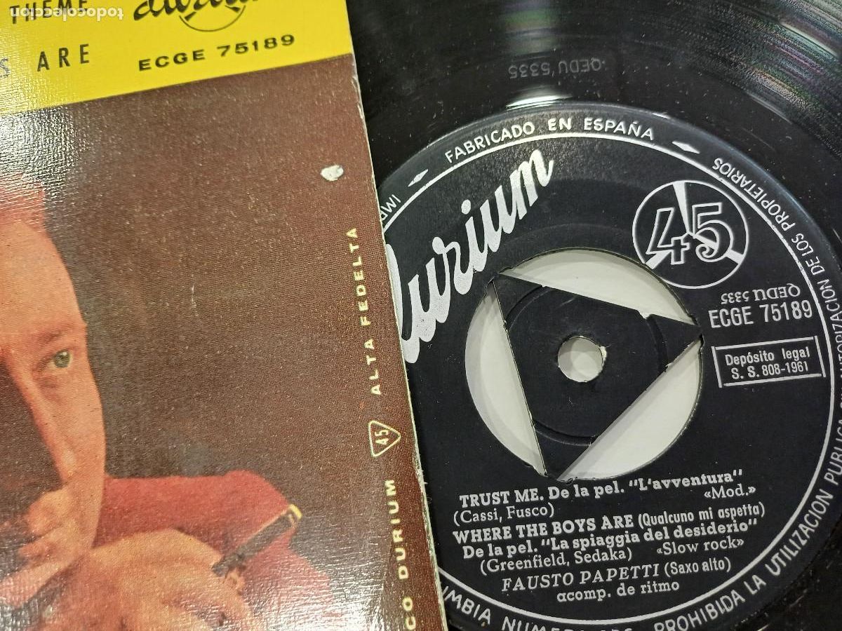 Discos de vinilo: FAUSTO PAPETTI/LA RAGAZZA CON LA VALIGIA/SINGLE. - Foto 2