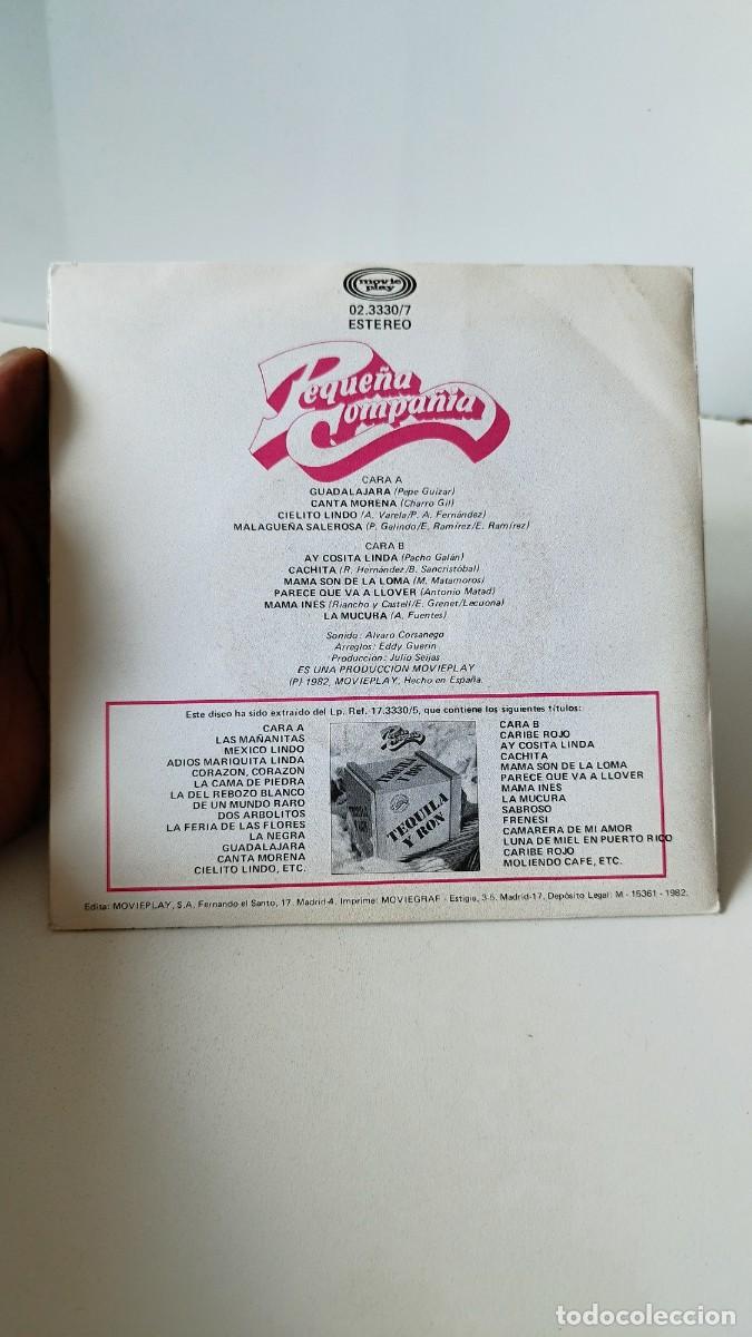 Discos de vinilo: Peque&ntilde;a Compa&ntilde;&iacute;a, tequila y ron. Single 7&rdquo;. - Foto 2