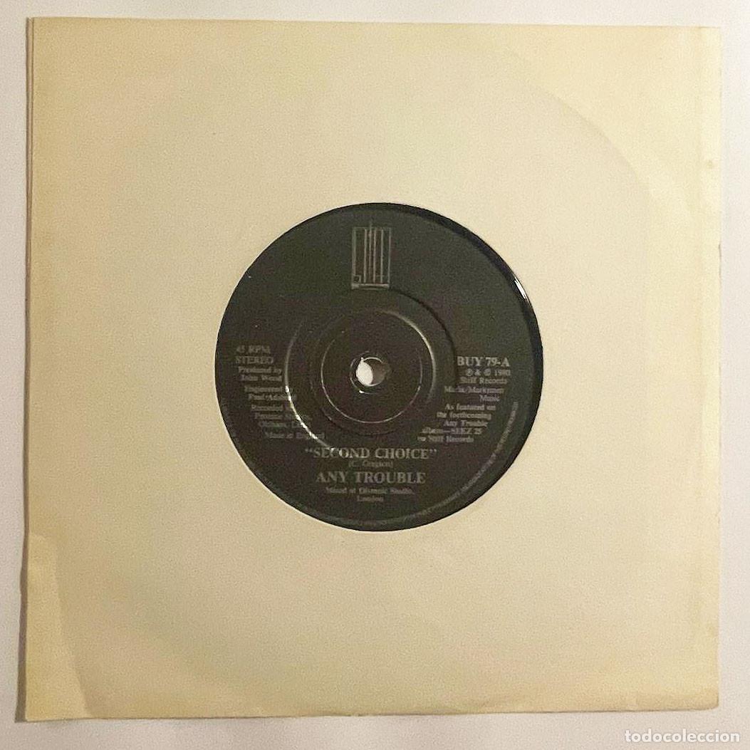 Discos de vinilo: ANY TROUBLE / SECOND CHOICE / Single 1980 / Stiff Records UK - Foto 1