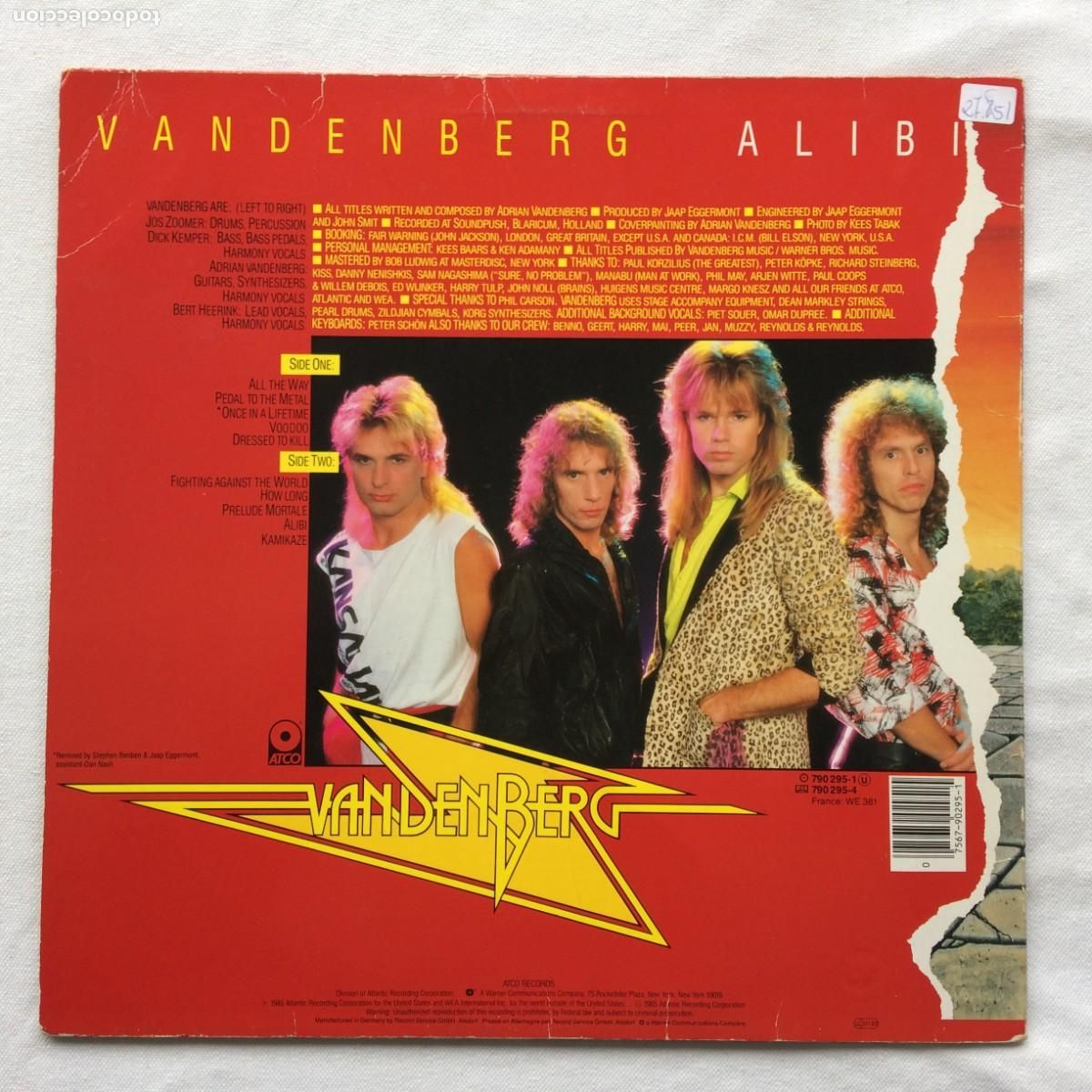 Discos de vinilo: Vandenberg &lrm;&ndash; Alibi Germany 1985 ATCO Records - Foto 2
