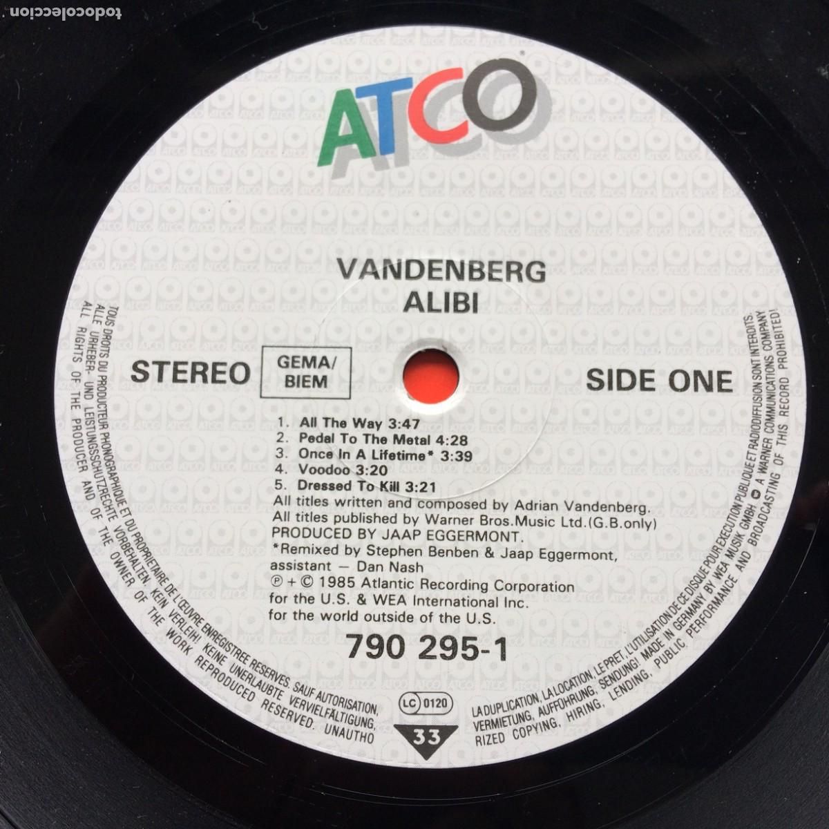 Discos de vinilo: Vandenberg &lrm;&ndash; Alibi Germany 1985 ATCO Records - Foto 3