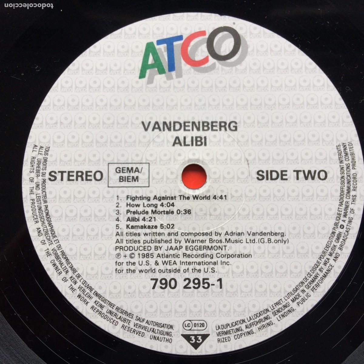 Discos de vinilo: Vandenberg &lrm;&ndash; Alibi Germany 1985 ATCO Records - Foto 4