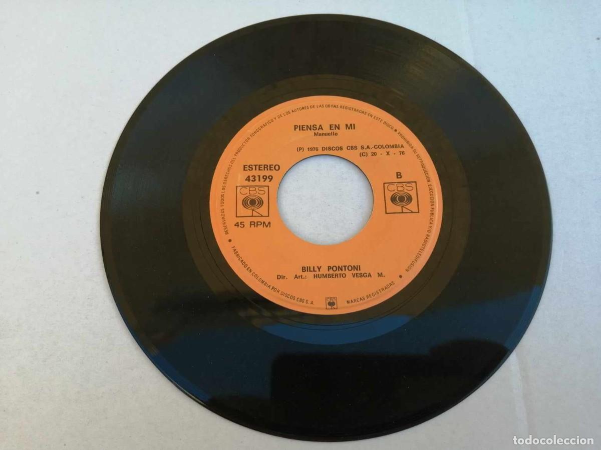 Discos de vinilo: DISCO SINGLE SIN FUNDA... BILLY PONTONI (INCONSOLABLE - PIENSA EN MI) - Foto 2
