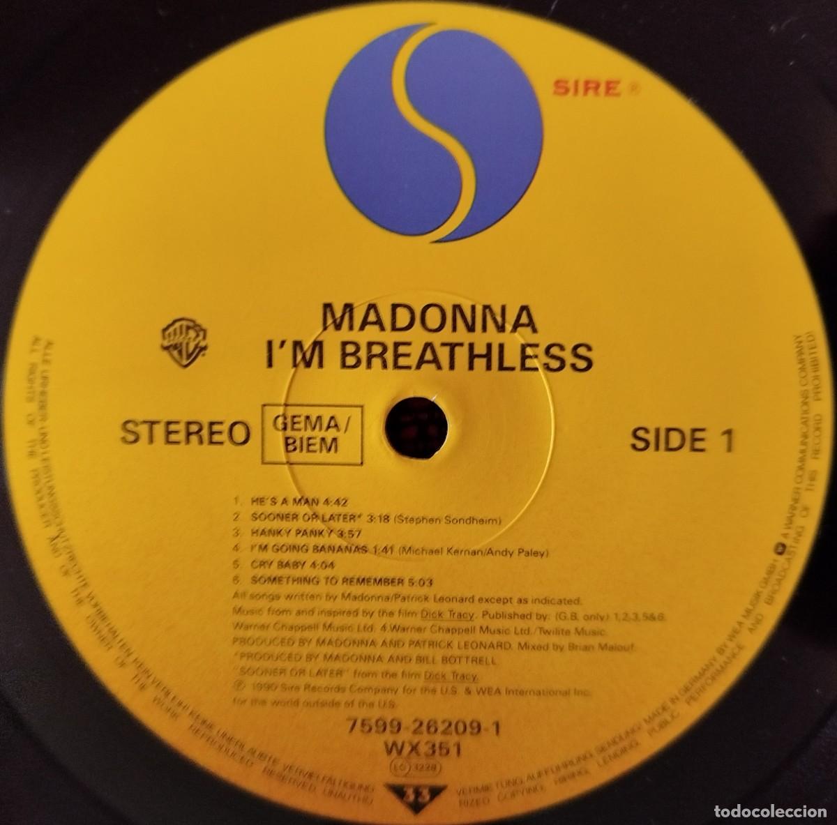 Discos de vinilo: MADONNA ** Im Breathless ** VINILO LP 1990 - Foto 3