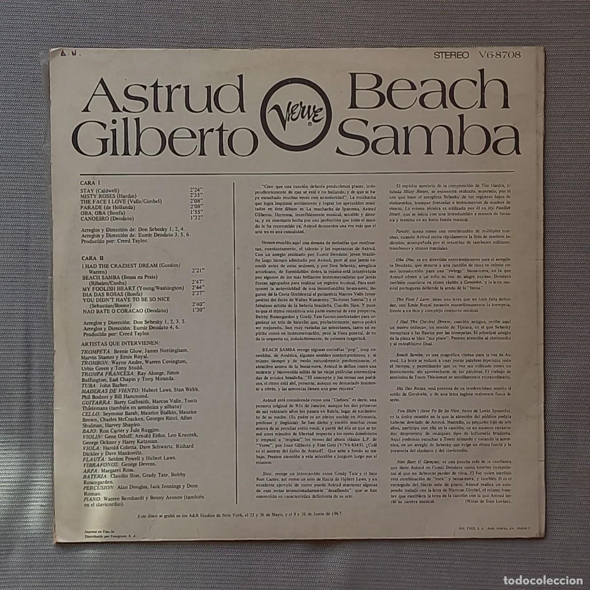 Discos de vinilo: ASTRUD GILBERTO - BEACH SAMBA - Foto 2