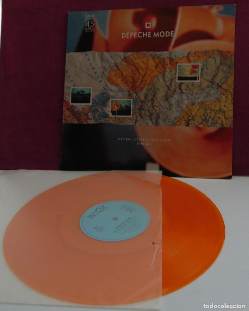 Discos de vinilo: Depeche Mode &ndash; Never Let Me Down Again (Split Mix) - MAXISINGLE ALEMAN VINILO NARANJA - 1987 - Foto 1