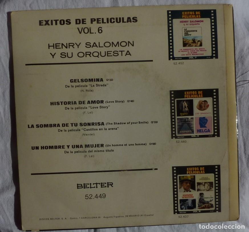 Discos de vinilo: HENRY SALOMON // EXITOS DE PELICULAS+3 // 1973 // EP - Foto 2
