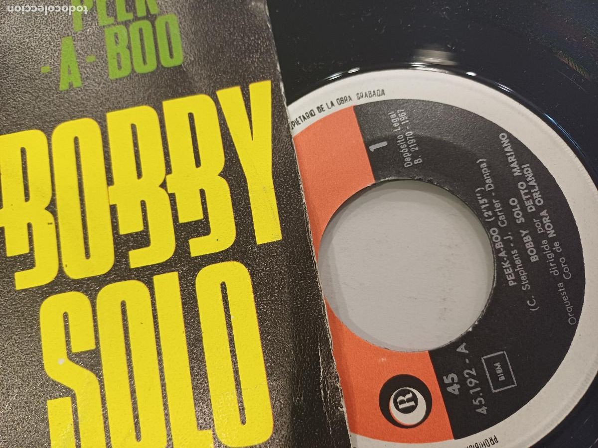Discos de vinilo: BOBBY SOLO/PEEK A BOO/SINGLE. - Foto 2