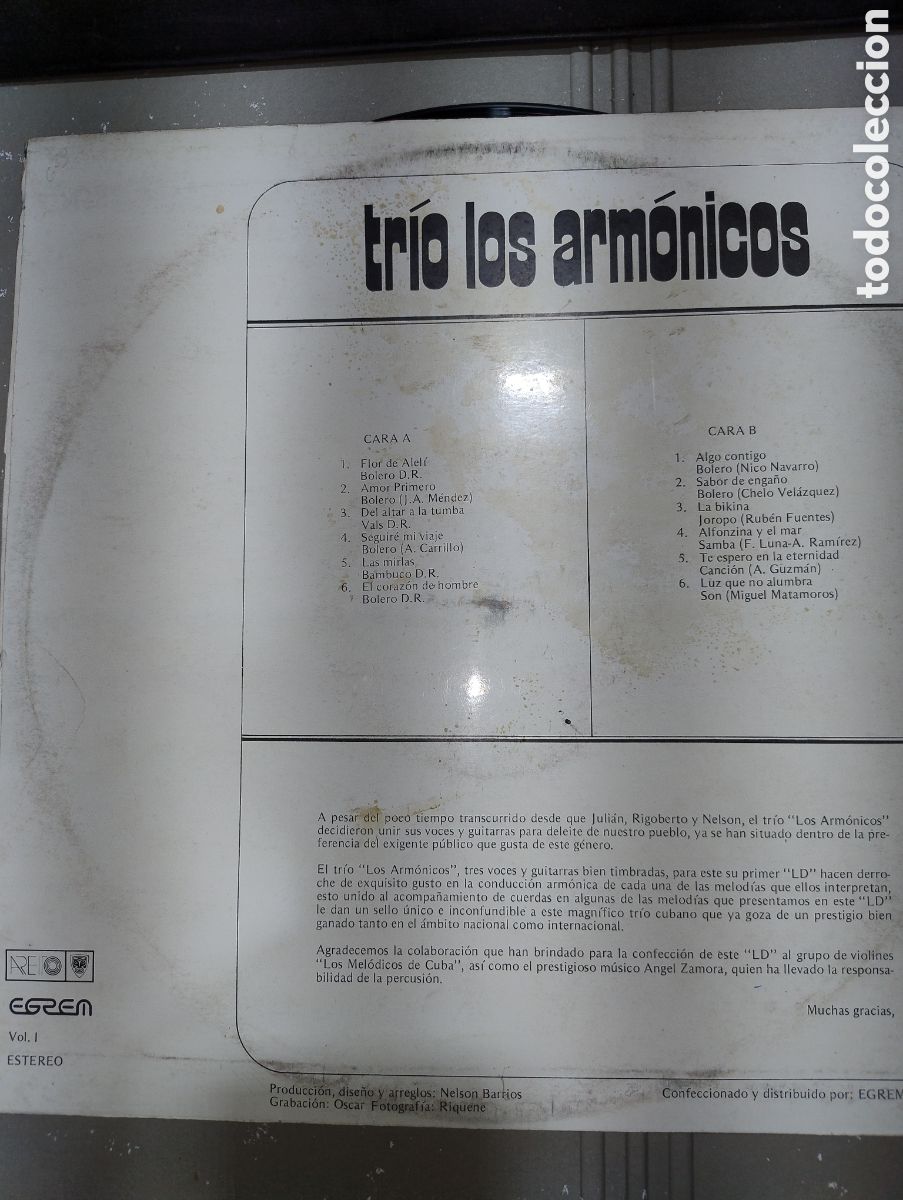 Discos de vinilo: Tr&iacute;o los arm&oacute;nicos LP Cuba - Foto 3