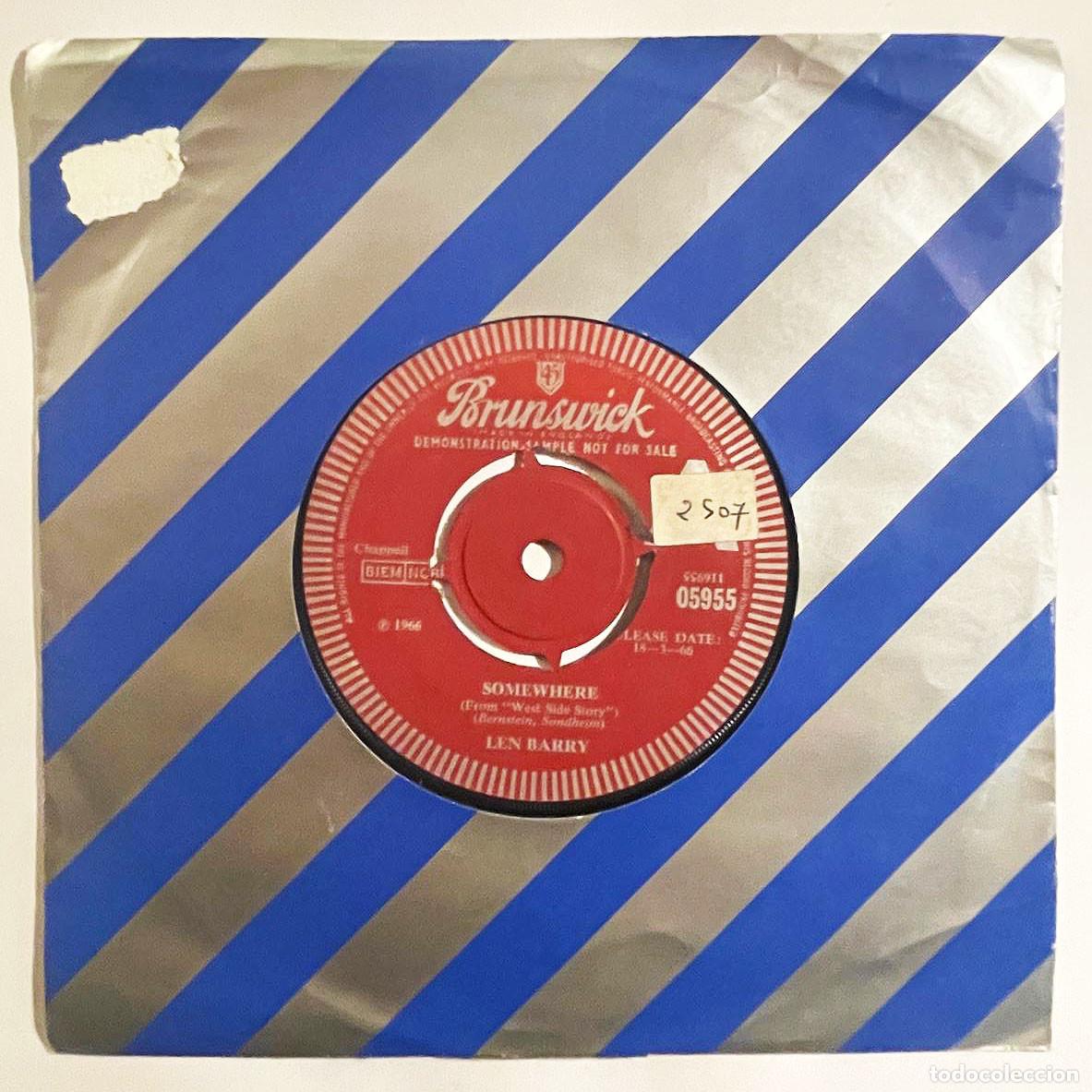 Discos de vinilo: LEN BARRY / SOMEWHERE / Single (PROMO) 1966 / Brunswick US - Foto 1