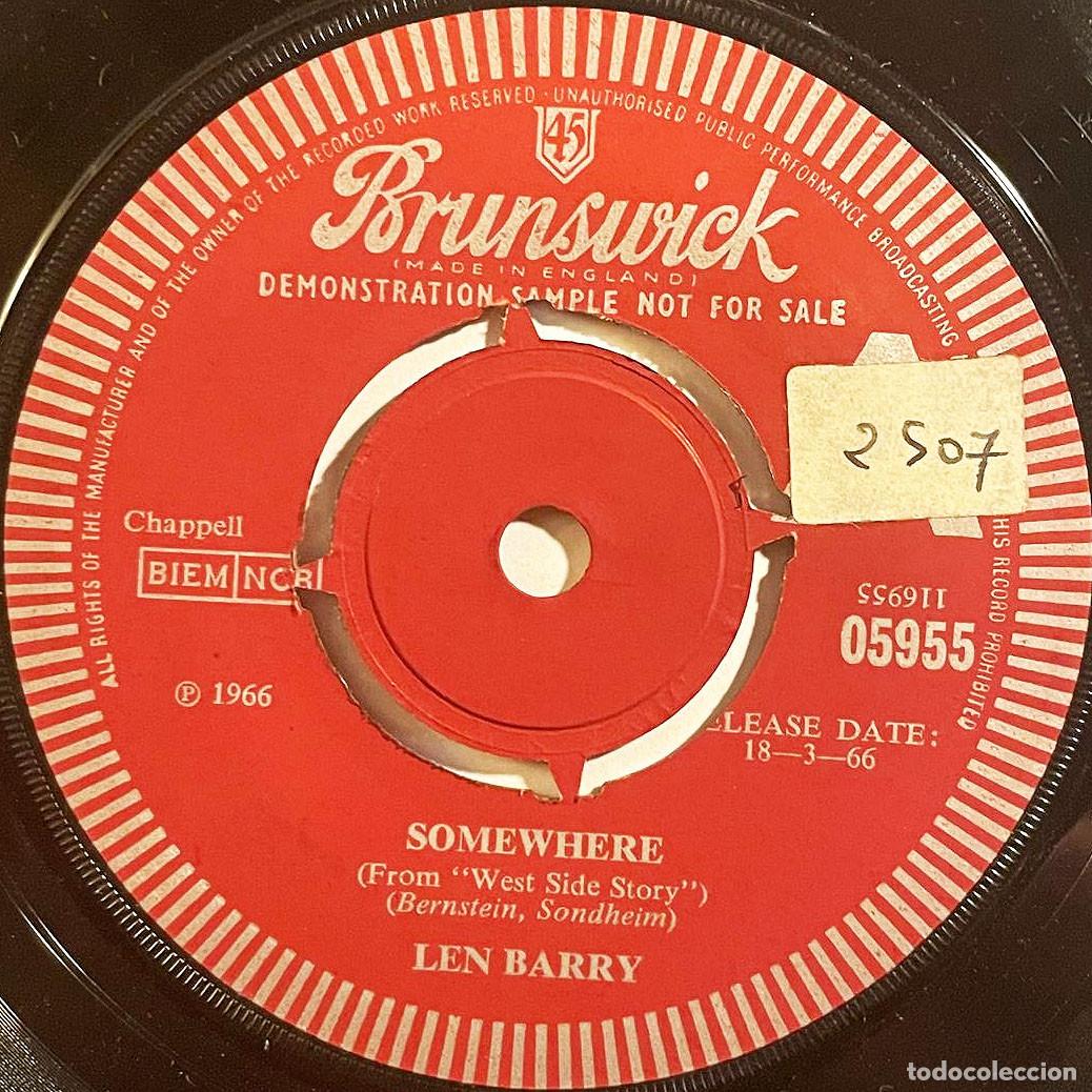 Discos de vinilo: LEN BARRY / SOMEWHERE / Single (PROMO) 1966 / Brunswick US - Foto 4