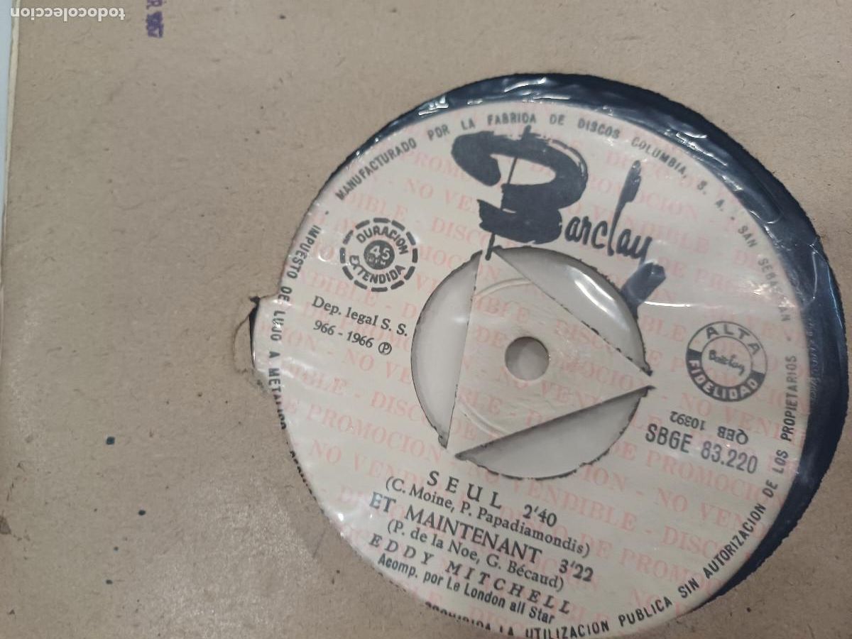 Discos de vinilo: EDDY MITCHELL/SEUL/SINGLE PROMOCIONAL. - Foto 4