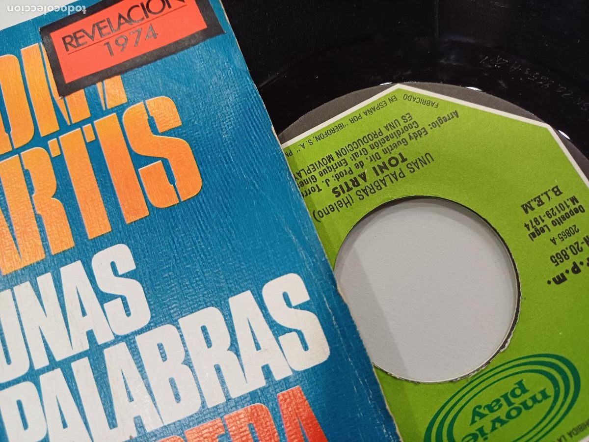 Discos de vinilo: TONY ARTIS/UNAS PALABRAS/SINGLE. - Foto 2