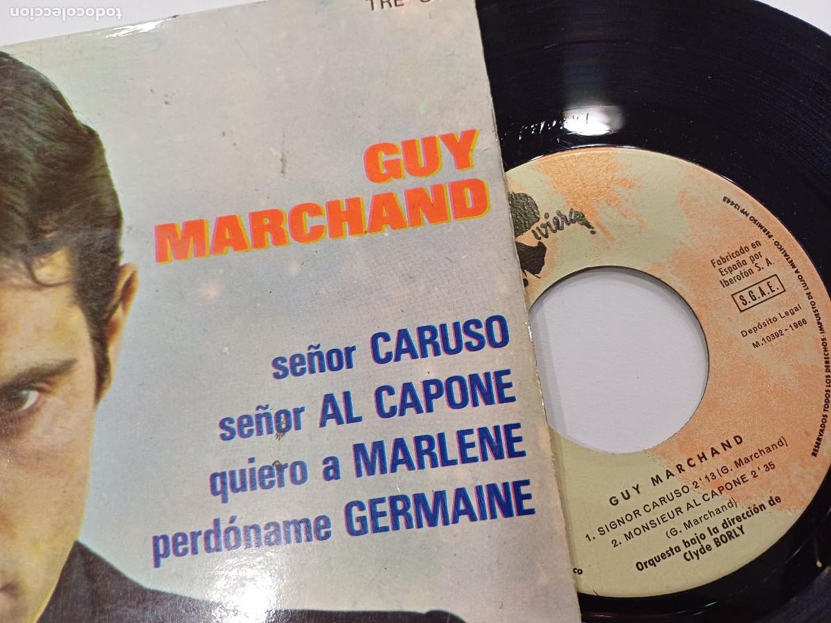 Discos de vinilo: GUY MARCHAND/SE&Ntilde;OR CARUSO-SE&Ntilde;OR AL CAPONE/SINGLE. - Foto 2