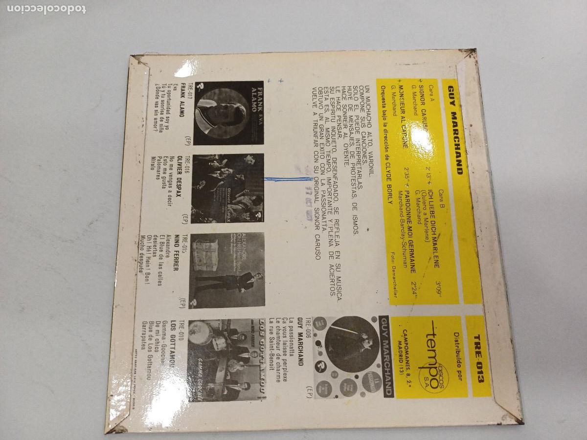 Discos de vinilo: GUY MARCHAND/SE&Ntilde;OR CARUSO-SE&Ntilde;OR AL CAPONE/SINGLE. - Foto 3
