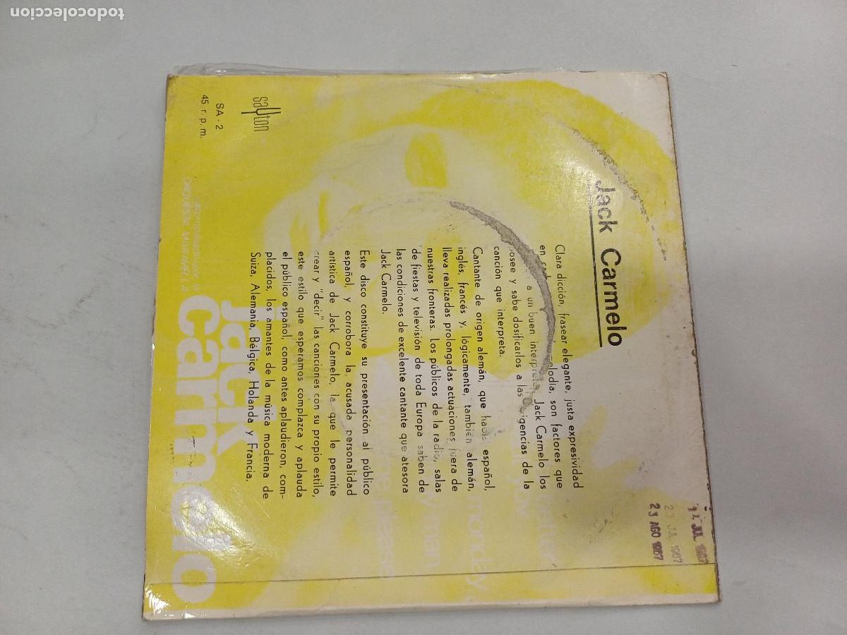 Discos de vinilo: JACK CARMELO/ID BE FAR BETTER/SINGLE. - Foto 3