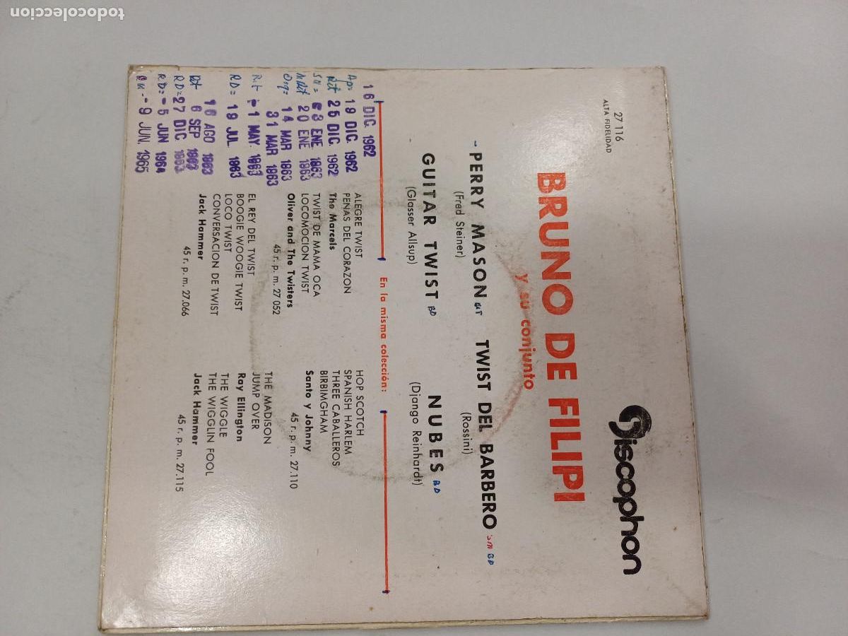 Discos de vinilo: BRUNO DE FILIPI/PERRY MASON/SINGLE. - Foto 3