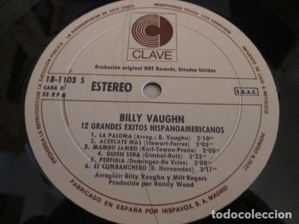 Discos de vinilo: Billy Vaughn - 12 Grandes Exitos Hispanoamericanos (LP Vinilo) - Foto 2