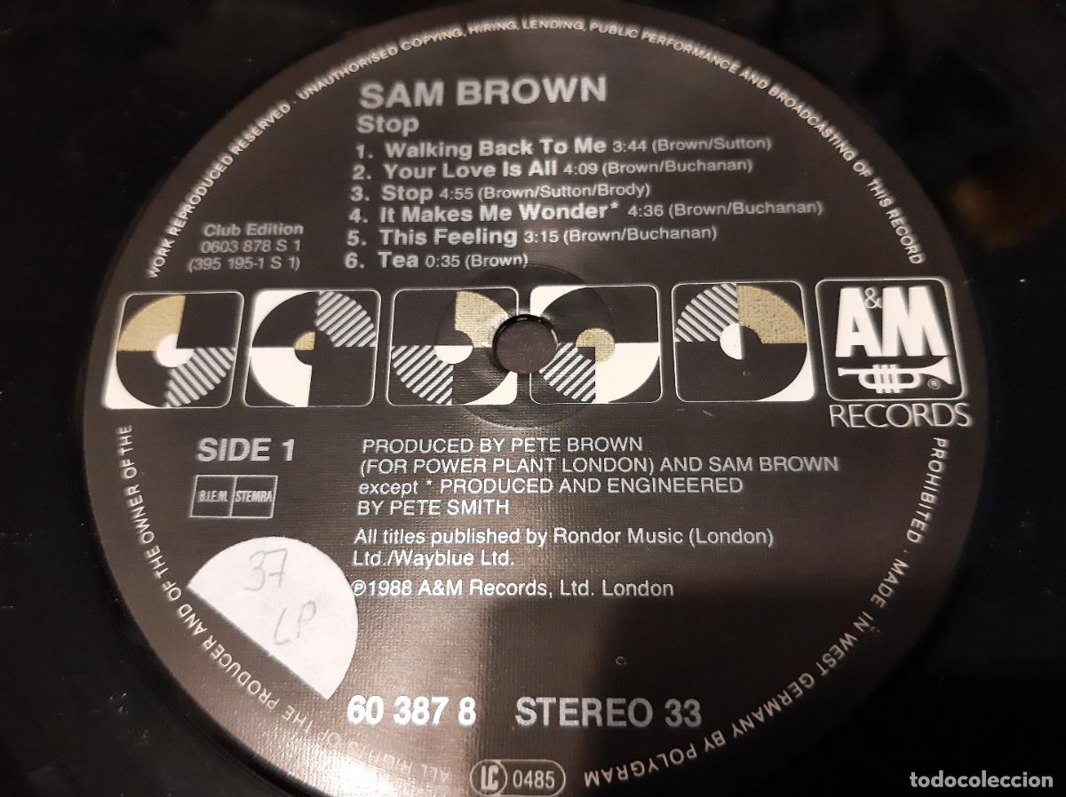 Discos de vinilo: SAM BROWN -STOP!- LP DISCO VINILO - Foto 3