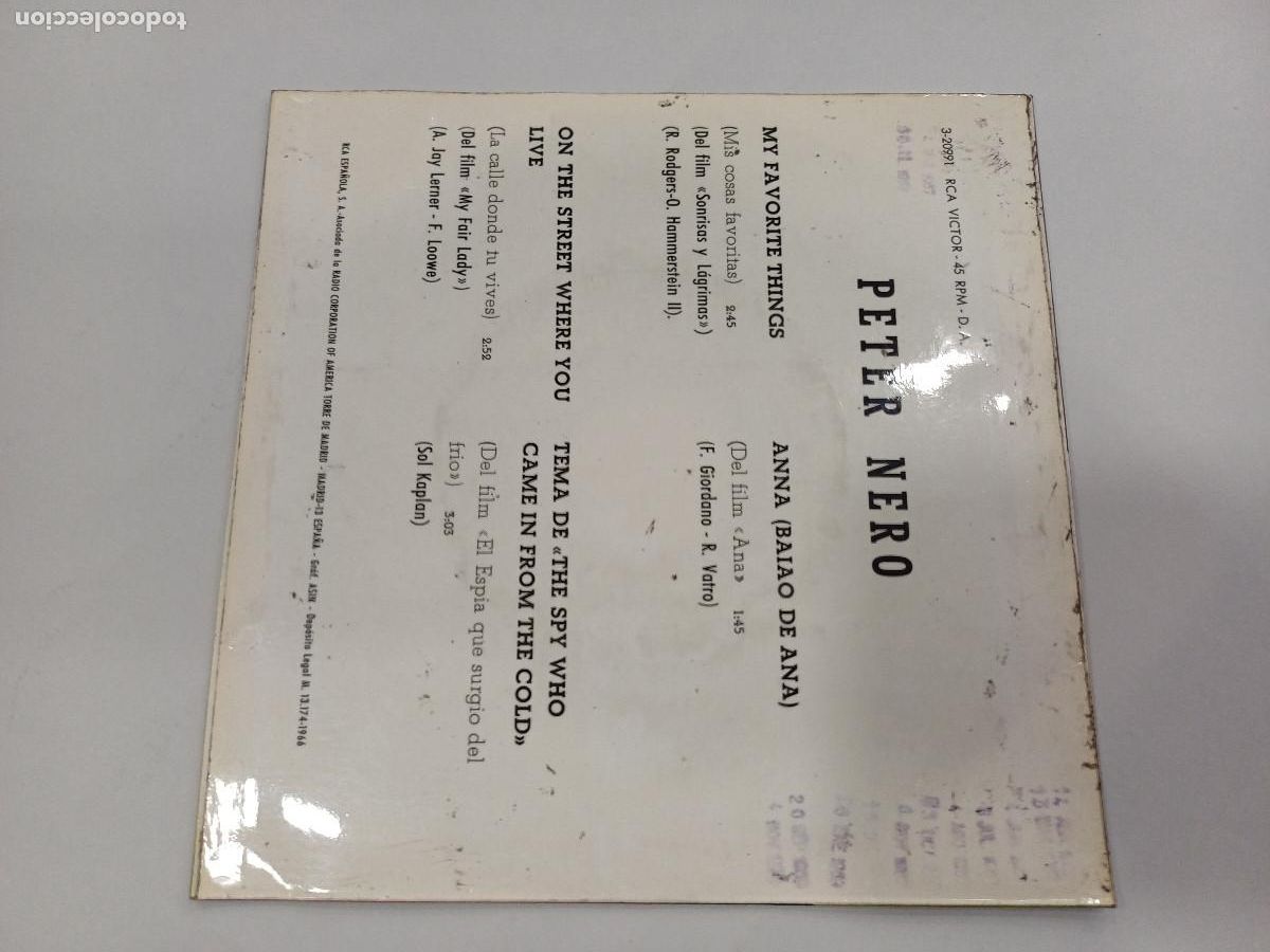 Discos de vinilo: PETER NERO/MIS COSAS FAVORITAS/SINGLE. - Foto 3