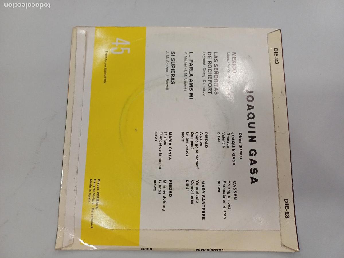 Discos de vinilo: JOAQUIN GASA/MEXICO/SINGLE. - Foto 3